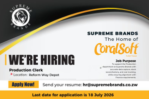 Apply for the Production Clerk vacancy at Supreme Brands