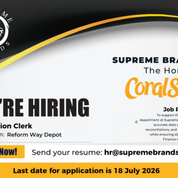 Apply for the Production Clerk vacancy at Supreme Brands