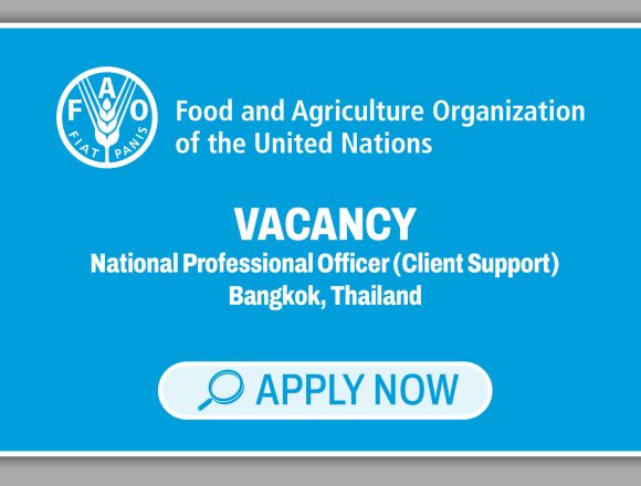 Apply for the National Professional Officer (Client Support) vacancy at FAO in Bangkok, Thailand. Apply for the National Professional Officer (Client Support) vacancy at FAO in Bangkok, Thailand.